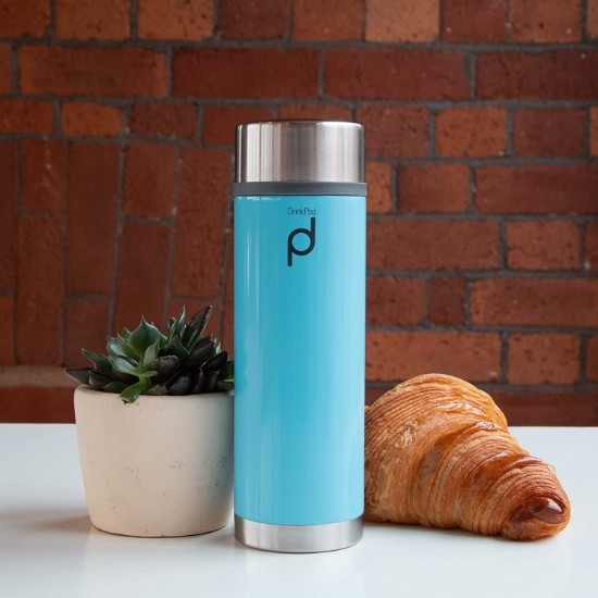 "DrinkPod" termisk isolerende flaske lavet af rustfrit stål, 350 ml, Blå - Grunwerg