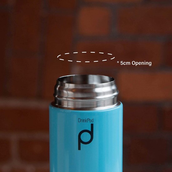"DrinkPod" termisk isolerende flaske lavet af rustfrit stål, 350 ml, Blå - Grunwerg