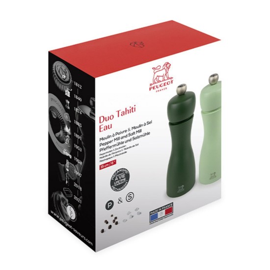 Set od 2 mlinca za sol i papar, 15 cm, "Tahiti Water", Moss&Mint - Peugeot