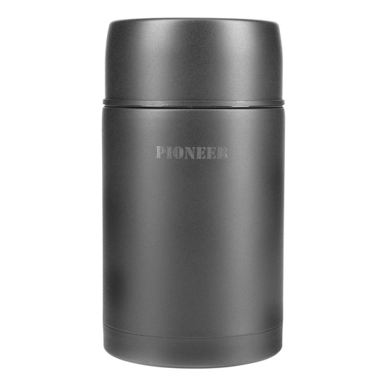 Varmeisolerende beholder for suppe, rustfritt stål, 1 L, "Pioneer", Svart - Grunwerg