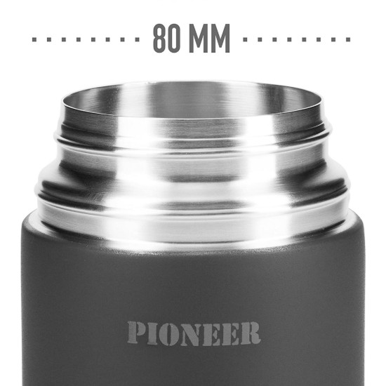 Varmeisolerende beholder for suppe, rustfritt stål, 1 L, "Pioneer", Svart - Grunwerg