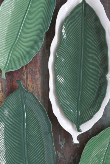 "Leaves Light Green" porcelain platter, 47 x 19 cm - Easy Life 
