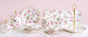 2-laags porseleinen schotel voor taarten, 16 cm/21 cm "Spring Time" collectie - Easy Life
