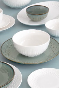 Dessertbord, porselein, 21cm, "Drops Celadon" - Easy Life