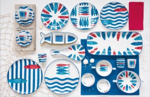 Piatto da portata, porcellana, 40 x 17,5 cm, "Sardine's Party" - Easy Life