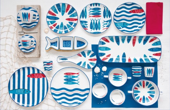Serveringsfat, porslin, 40 x 17,5 cm, "Sardine's Party" - Easy Life