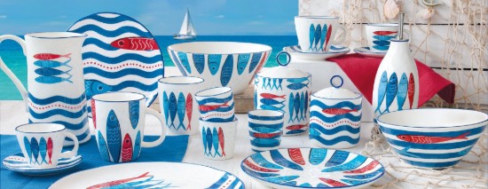 Serveringsfat, porslin, 40 x 17,5 cm, "Sardine's Party" - Easy Life