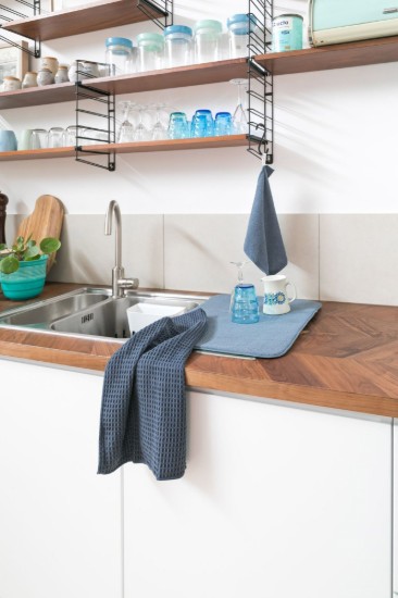 Set di 2 strofinacci da cucina, microfibra, 40x60 cm, "Essential", Stone Blue - Tiseco