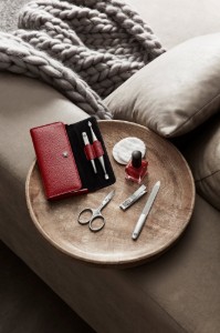 5-piece manicure set, satin stainless steel, red leather case, PREMIUM - Zwilling