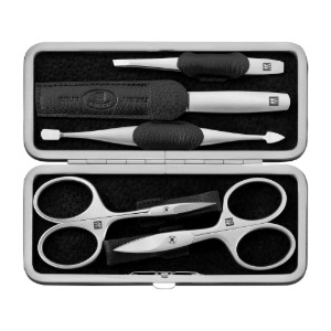 Set 5 pezzi in acciaio inossidabile satinato, custodia in pelle nera - Zwilling TWINOX