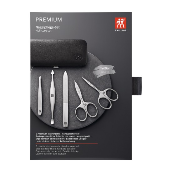 5-teiliges Set aus satiniertem Edelstahl, schwarzes Lederetui - Zwilling TWINOX