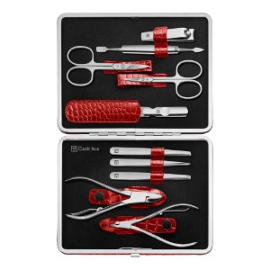 10-delige manicureset, lederen portemonnee, Rood - Zwilling Classic Inox