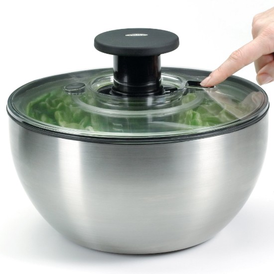 Salad spinner, stainless steel, 26cm/5L - OXO