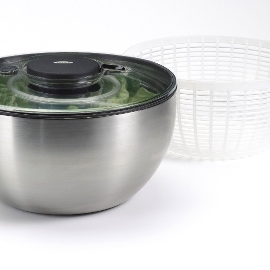 Salad spinner, stainless steel, 26cm/5L - OXO