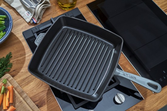 Square grill pan, cast iron, 30 cm, Graphite Grey - Staub