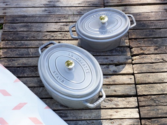 Oval Cocotte cooking pot, cast iron, 15cm/0.6L, Graphite Grey - Staub