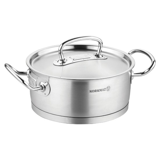 Casseruola in acciaio inossidabile, con coperchio, 24 cm/4,5 l, "Proline" - Korkmaz