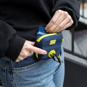 Marsupio con distributore di sacchetti per escrementi canini e cintura in vita, Blu - Built Pet