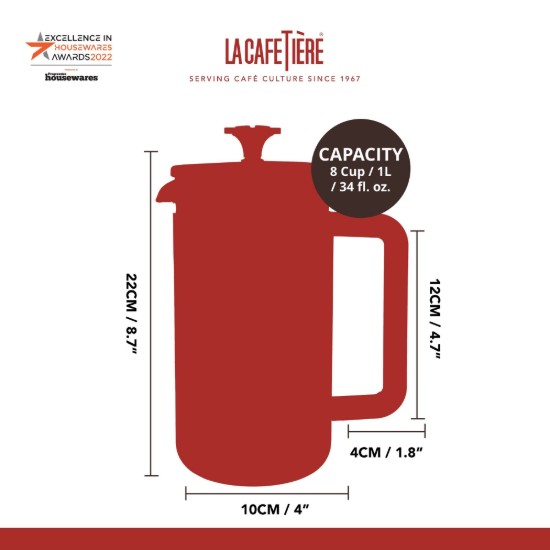 Caffettiera in acciaio inox, 1L, Pisa - La Cafetiere