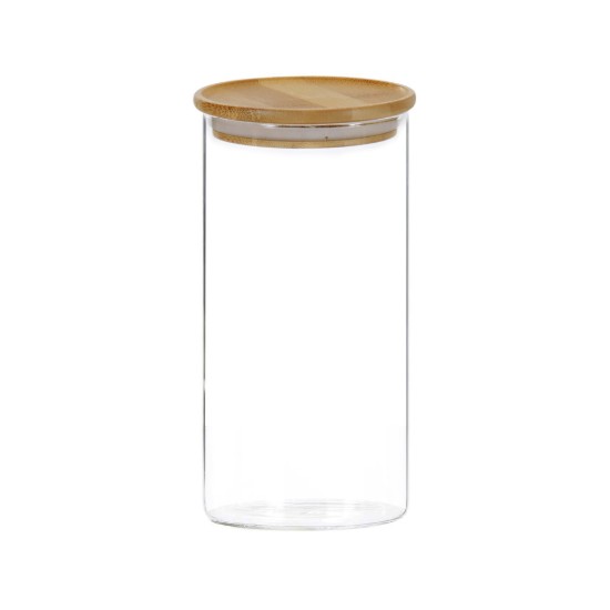 Storage jar, glass, 1200ml, with bamboo lid - Kesper