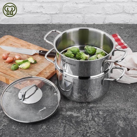 Removable steamer, stainless steel, 20cm/3.1L, "Proline" - Korkmaz
