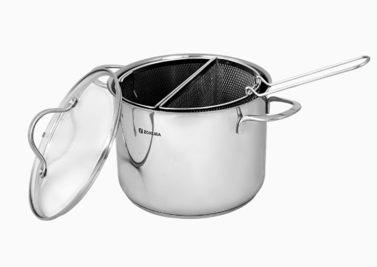 Pastagryde, med 2 kurve, rustfrit stål, 22cm/6L - Zokura