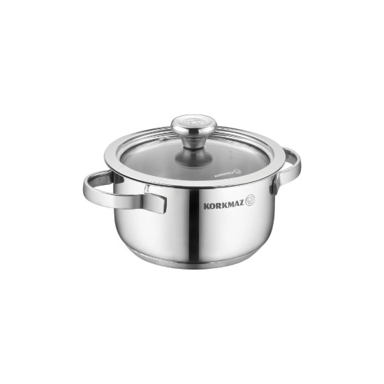 RVS steelpan, met deksel, 12cm/0.75L, "Minika" - Korkmaz