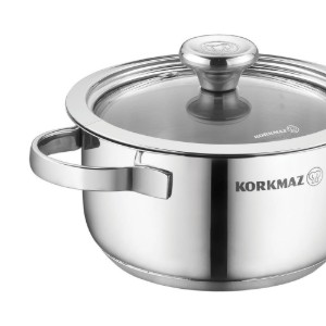 RVS steelpan, met deksel, 12cm/0.75L, "Minika" - Korkmaz