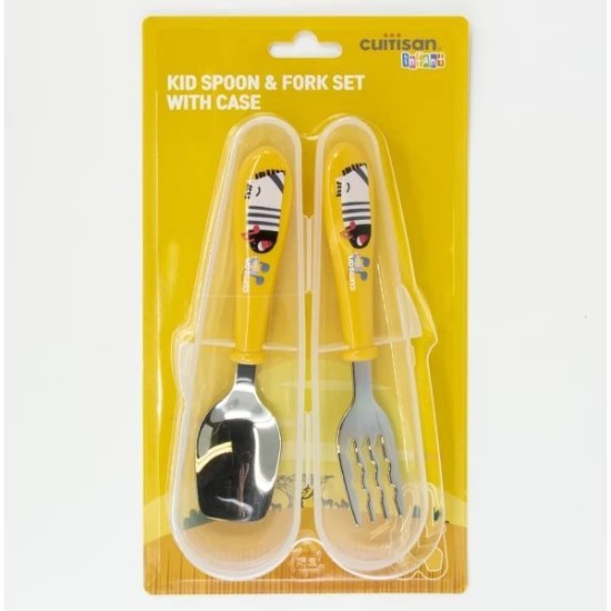 Conjunto de talheres para criança, 2 peças, aço inox, Amarelo, "Infant" - Cuitisan