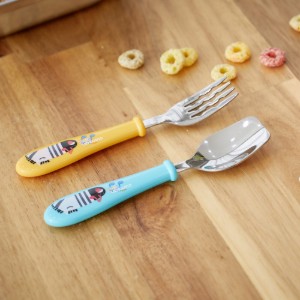 Cutlery set for children, 2 pieces, stainless steel, Yellow, "Infant" - Cuitisan
