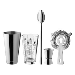 5-piece cocktail shaker set, stainless steel - Zokura