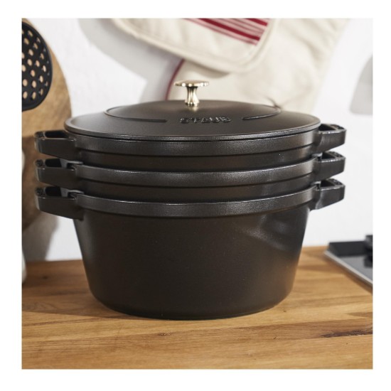 Set pentole Cocotte 3 pezzi, 24 cm, ghisa, Nero - Staub