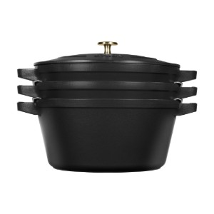 Set pentole Cocotte 3 pezzi, 24 cm, ghisa, Nero - Staub