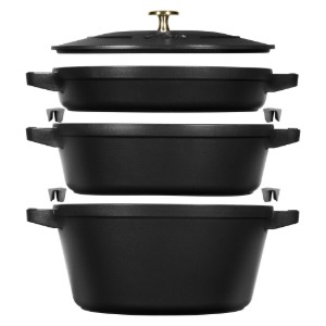 Set pentole Cocotte 3 pezzi, 24 cm, ghisa, Nero - Staub