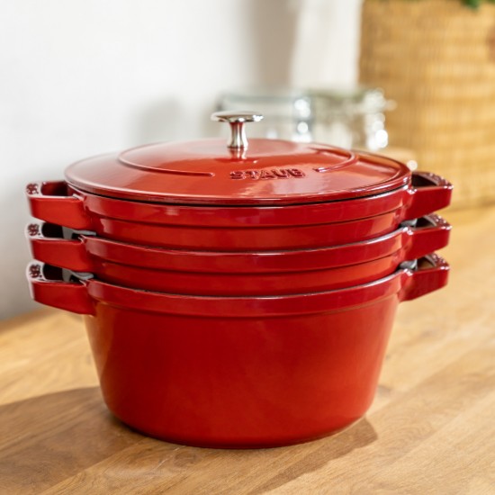 Set pentole Cocotte 3 pezzi, 24 cm, ghisa, Cherry - Staub