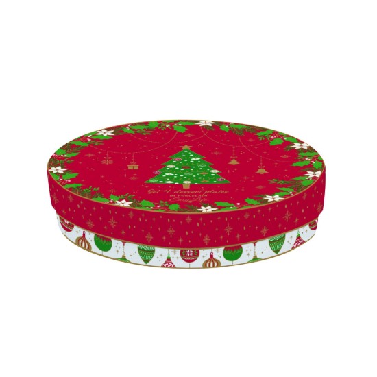 Set van 4 dessertplaten, porselein, 19 cm, "Jingle Bells" - Easy Life