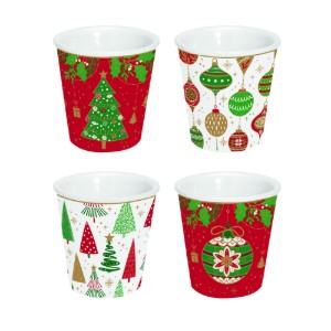 Set van 4 koffiekopjes, porselein, 100 ml, "JINGLE BELLS" - Easy Life