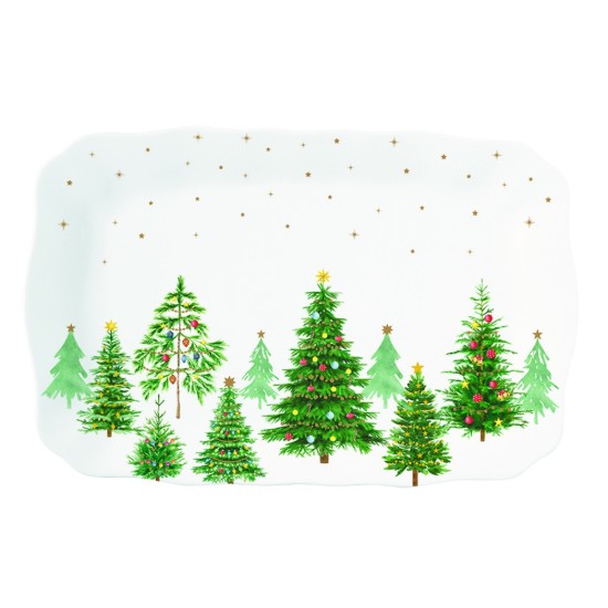 Porcelæn serveringsfad, 35 × 23 cm, "Festive TREES" - Easy Life