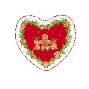 Heart-shaped platter, porcelain, 20 × 19 cm, "Fancy Gingerbread" - Easy Life