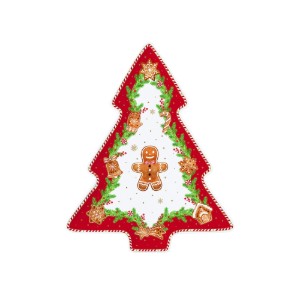 Kerstboomvormige schaal, porselein, 25,5 × 20,5 cm, "Fancy Gingerbread" - Easy Life