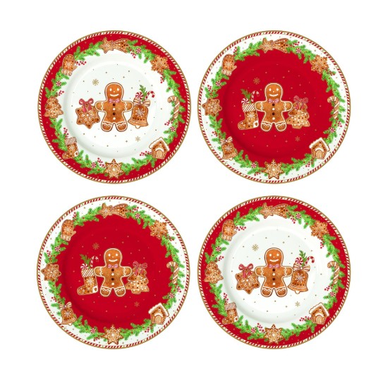 Set 4 piatti da dessert, porcellana, 19 cm, "Fancy Gingerbread" - Easy Life