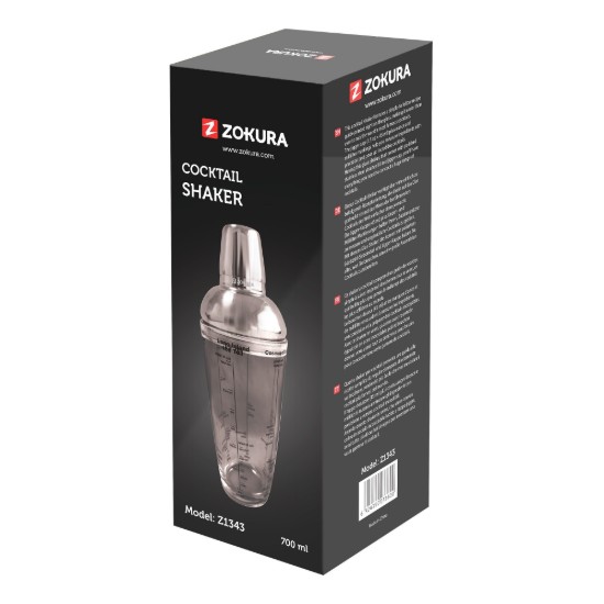 Shaker per cocktail con ricette, in vetro, 700 ml - Zokura