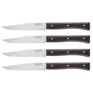 4-delige tafelmessenset, RVS, 11cm, "Facette", Dark Ash - Opinel