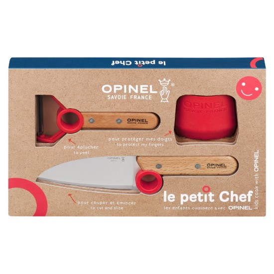 3-piece set for children, "Le Petit Chef", Red - Opinel