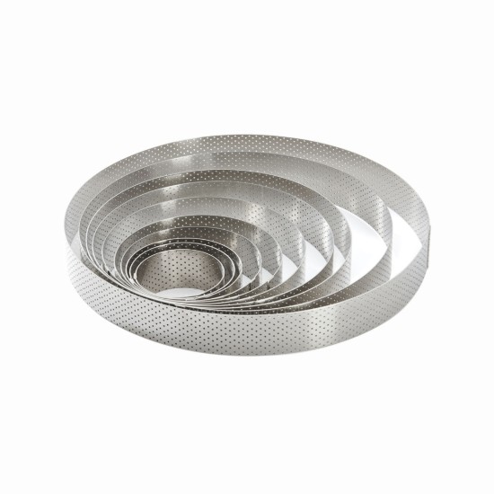 Perforated tart ring, stainless steel, 24.5 cm - de Buyer 