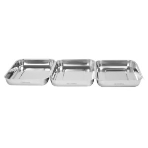 Set 3 pirofile per impanare, inox, 15x22x3 cm - Zokura