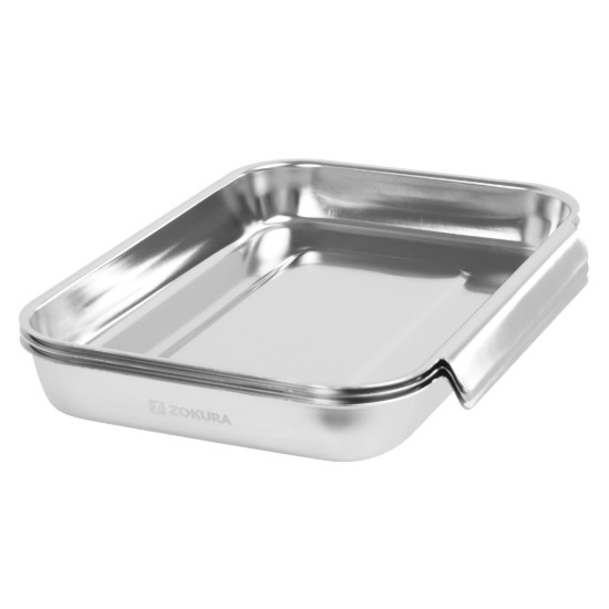 3-piece breading dish set, stainless steel, 15 x 22 x 3 cm - Zokura