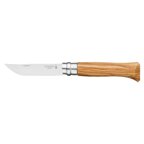 N°08 lommekniv, rustfrit stål, 8,5 cm, "Tradition Luxe", Olive - Opinel