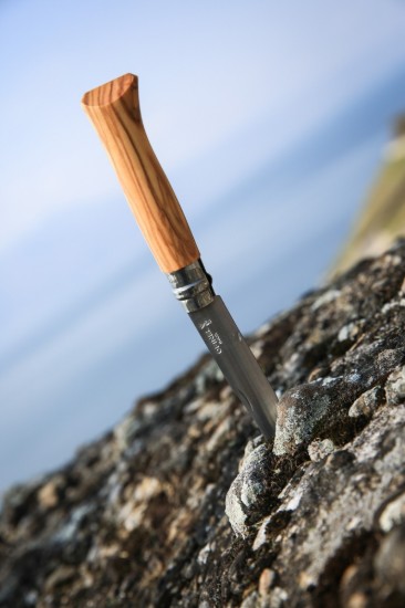 N°08 lommekniv, rustfrit stål, 8,5 cm, "Tradition Luxe", Olive - Opinel
