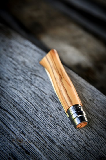 N°08 lommekniv, rustfrit stål, 8,5 cm, "Tradition Luxe", Olive - Opinel